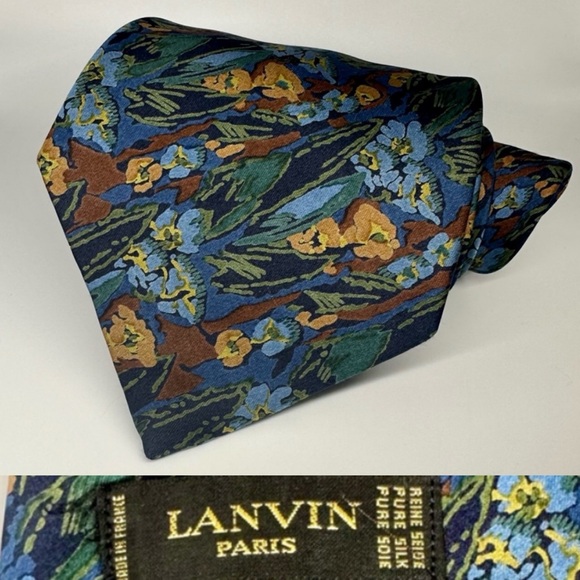 Lanvin Other - Lanvin Paris Cravat, Abstract Nature Designer Modern Silk Luxury Tie 3.5” 60”
